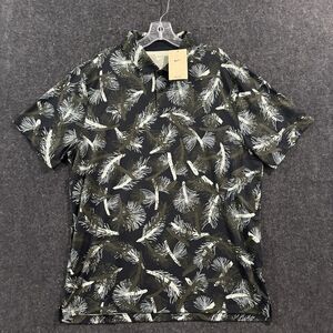 Nike Golf Polo Shirt Men's Large Black Green Dri-FIT Pine Print FQ0414-325